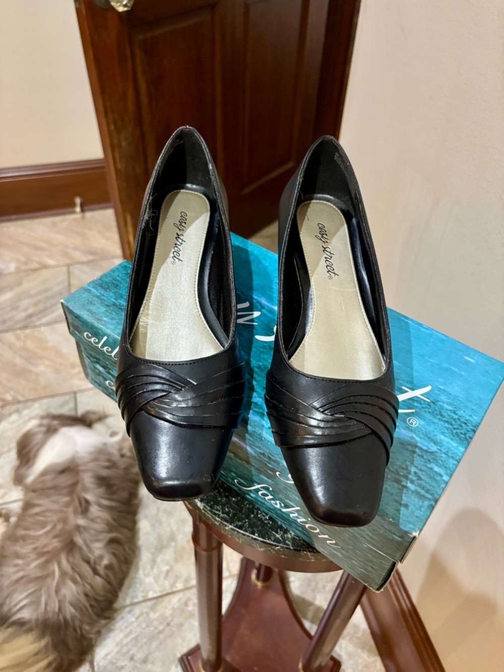 easy street Black Women's Square-Toe Slip-On Loafers